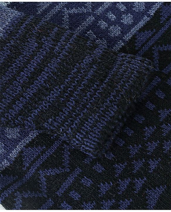 Babyhug Knit Full Sleeves Sweater With Pyramid Print  - Blue
