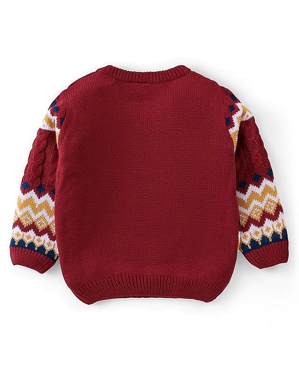 Babyhug Full Sleeves Sweater With Chevron Design - Maroon