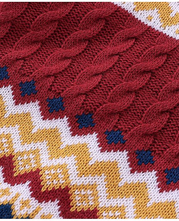 Babyhug Full Sleeves Sweater With Chevron Design - Maroon
