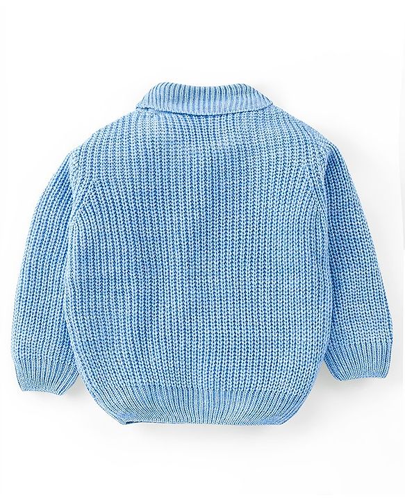 Babyhug Knit Full Sleeves Sweater With Cable Knit Design - Blue
