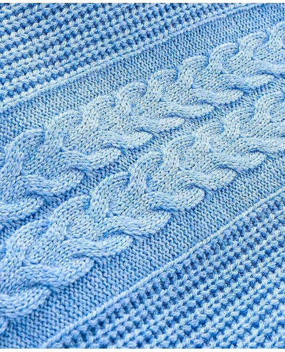 Babyhug Knit Full Sleeves Sweater With Cable Knit Design - Blue