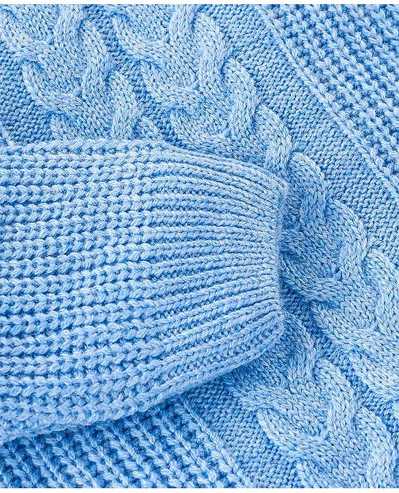 Babyhug Knit Full Sleeves Sweater With Cable Knit Design - Blue