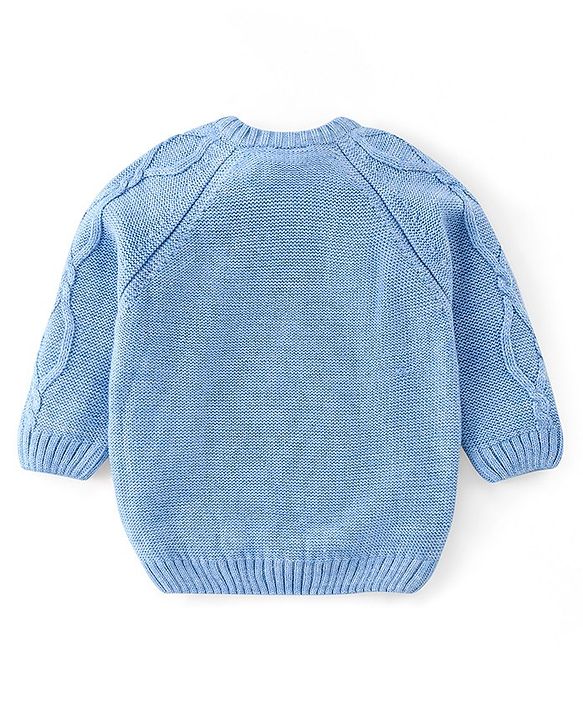 Babyhug Knit Full Sleeves Cable Knit Sweater - Blue
