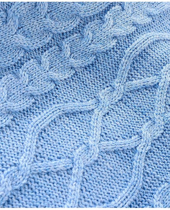 Babyhug Knit Full Sleeves Cable Knit Sweater - Blue