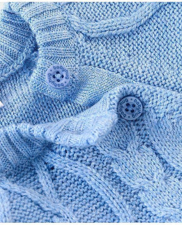 Babyhug Knit Full Sleeves Cable Knit Sweater - Blue