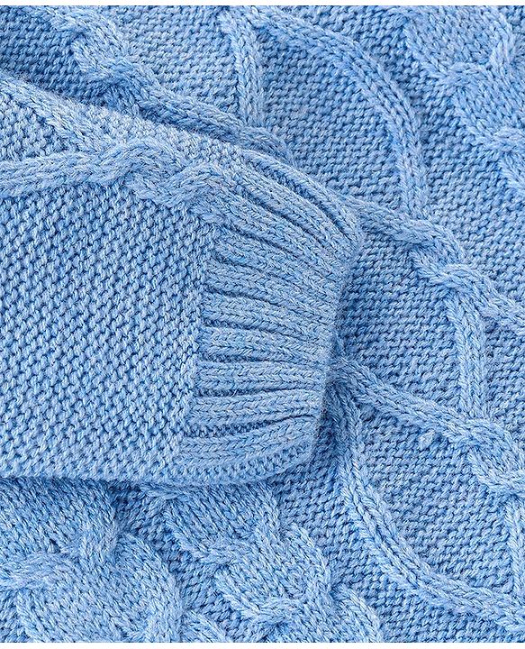 Babyhug Knit Full Sleeves Cable Knit Sweater - Blue