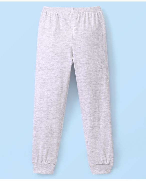 Babyhug Cotton Knit Full Length Lounge Pants Tractor Print - Grey