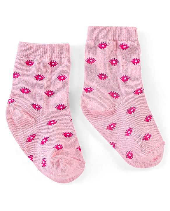 Cutewalk By Babyhug Anti Bacterial Ankle Length Socks Cat Print Pack Of 3 - Pink & Violet