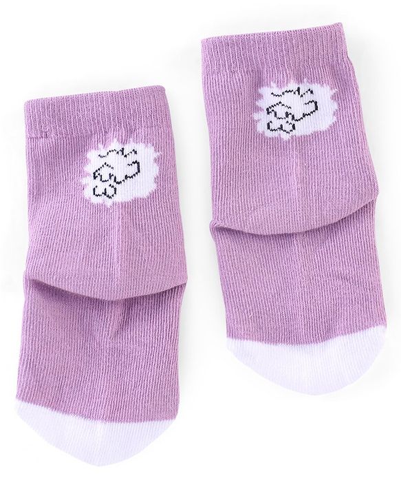 Cutewalk By Babyhug Anti Bacterial Ankle Length Socks Cat Print Pack Of 3 - Pink & Violet