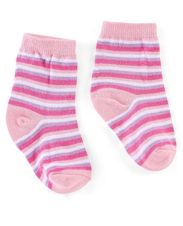 Cutewalk By Babyhug Anti Bacterial Ankle Length Socks Cat Print Pack Of 3 - Pink & Violet