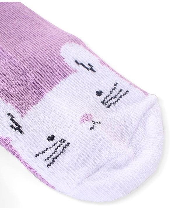Cutewalk By Babyhug Anti Bacterial Ankle Length Socks Cat Print Pack Of 3 - Pink & Violet