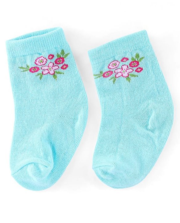 Cutewalk By Babyhug Anti Bacterial Ankle Length Socks Floral & Polka Dots Print Pack Of 3 - Pink & Blue
