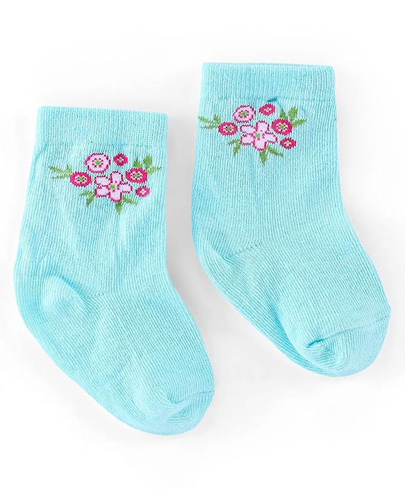 Cutewalk By Babyhug Anti Bacterial Ankle Length Socks Floral & Polka Dots Print Pack Of 3 - Pink & Blue