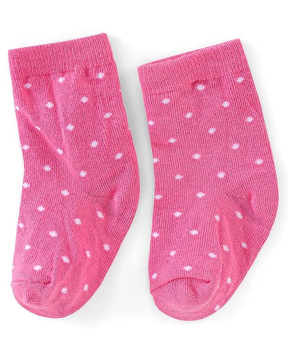 Cutewalk By Babyhug Anti Bacterial Ankle Length Socks Floral & Polka Dots Print Pack Of 3 - Pink & Blue