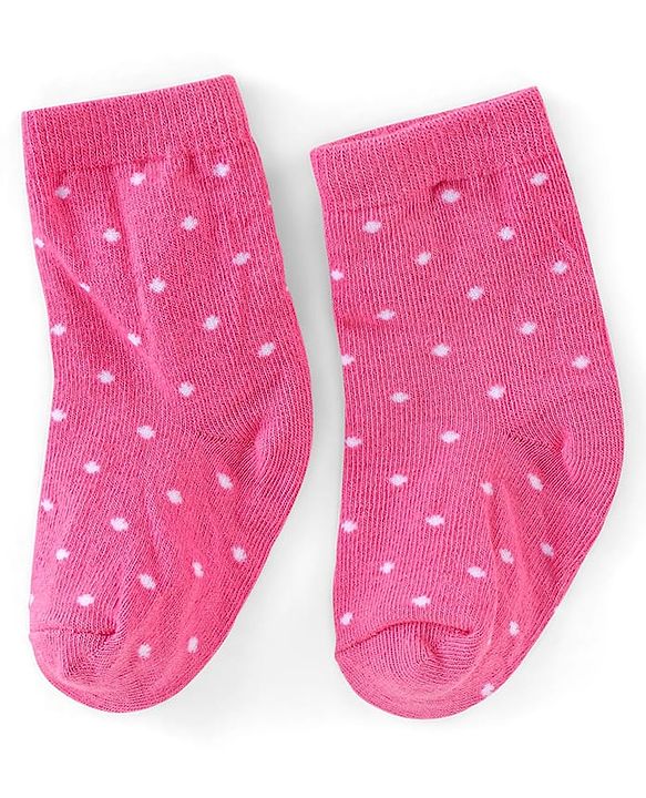 Cutewalk By Babyhug Anti Bacterial Ankle Length Socks Floral & Polka Dots Print Pack Of 3 - Pink & Blue