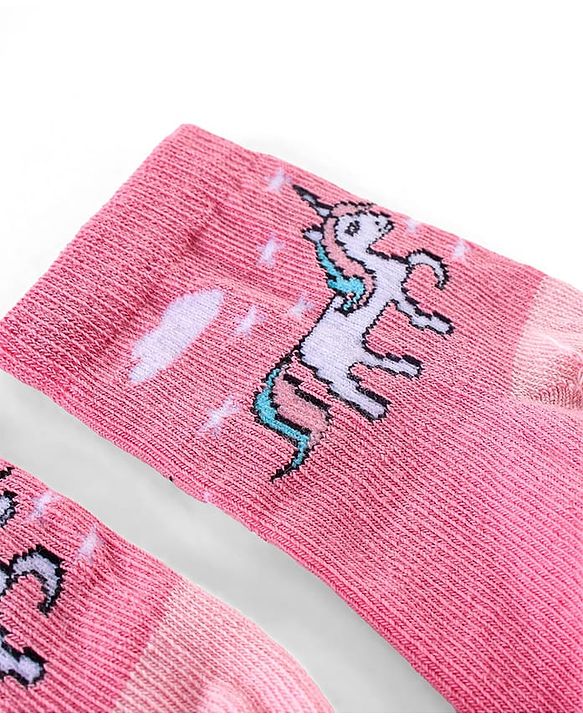 Cutewalk By Babyhug Anti Bacterial Ankle Length Socks Unicorn & Cloud Print Pack Of 3 - Pink & Blue
