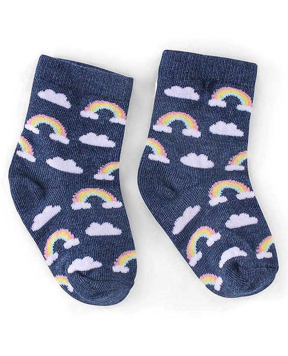 Cutewalk By Babyhug Anti Bacterial Ankle Length Socks Unicorn & Cloud Print Pack Of 3 - Pink & Blue