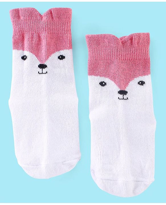 Cute Walk by Babyhug Non Terry Anti Bacterial Ankle Length Socks Kitty Design Pack of 3 - Pink White & Yellow
