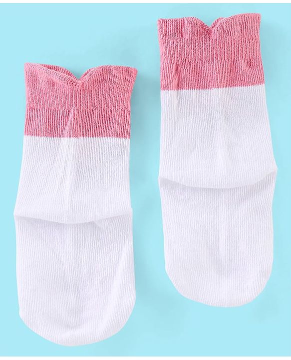 Cute Walk by Babyhug Non Terry Anti Bacterial Ankle Length Socks Kitty Design Pack of 3 - Pink White & Yellow
