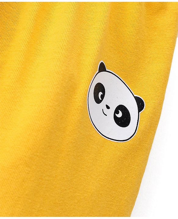 Babyhug Cotton Knit Full Length Lounge Pant Panda Print - Yellow