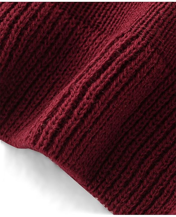 Babyhug Full Sleeves Sweater With Sequin Heart Detailing- Maroon