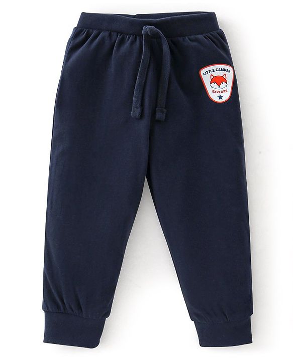 Babyhug Cotton Full Length Lounge Pants Fox Print Pack of 2 - Blue & Green