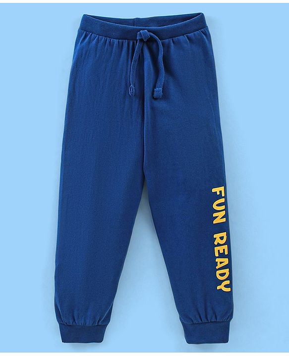Babyhug Cotton Full Length Lounge Pant Cars Printed Pack of 2 - Blue & Yellow
