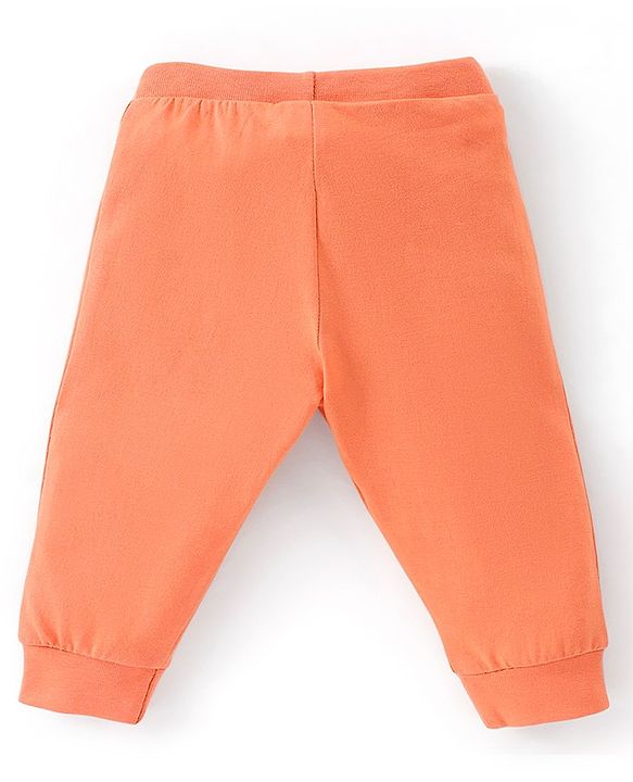Babyhug Cotton Knit Full Length Lounge Pants Dino Print Pack of 2 - Blue & Orange