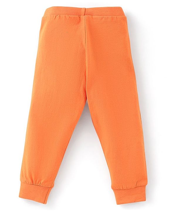 Babyhug Cotton Knit Full Length Lounge Pant Space Pack of 2 - Orange & Blue