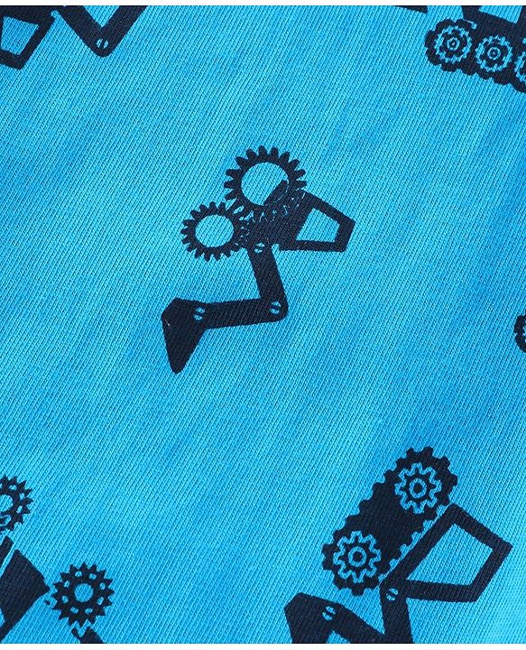 Babyhug Cotton Full Length Lounge Pants Truck Print Pack of 2- Blue & Green