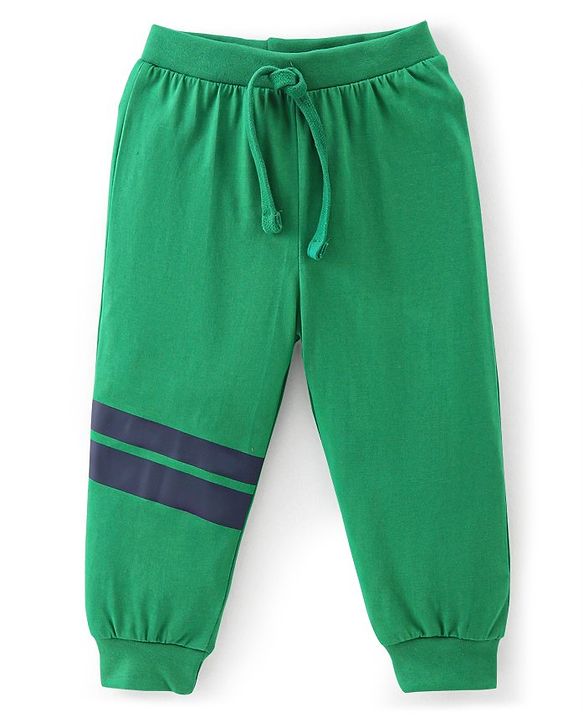 Babyhug Cotton Full Length Lounge Pants Truck Print Pack of 2- Blue & Green