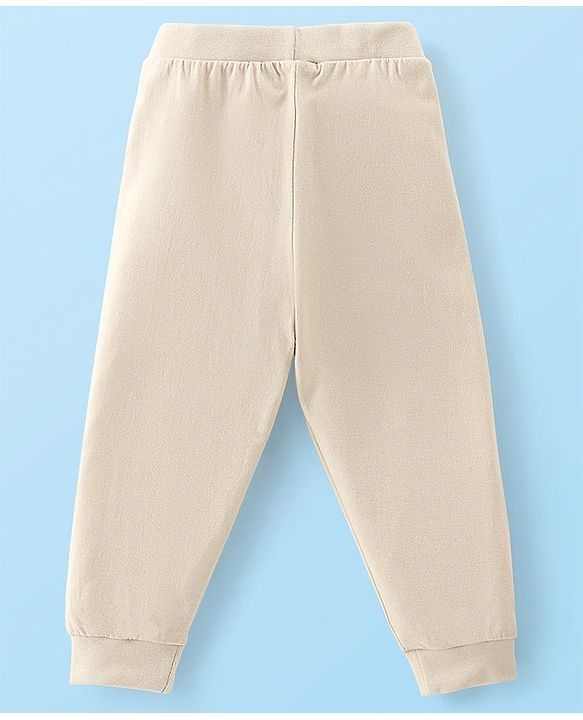 Babyhug Cotton Knit Full Length Lounge Pant Striped & Dino Print Pack of 3 - Beige Red & White