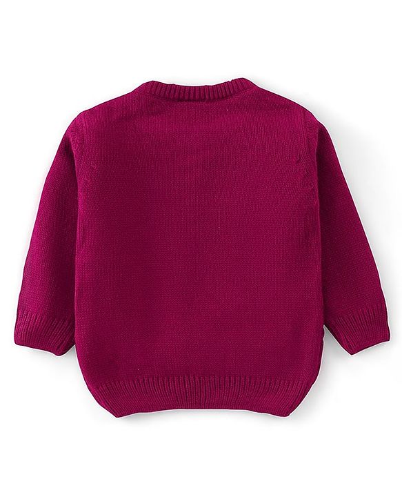 Babyhug Full Sleeves Sweater With Cable Knit Design - Purple