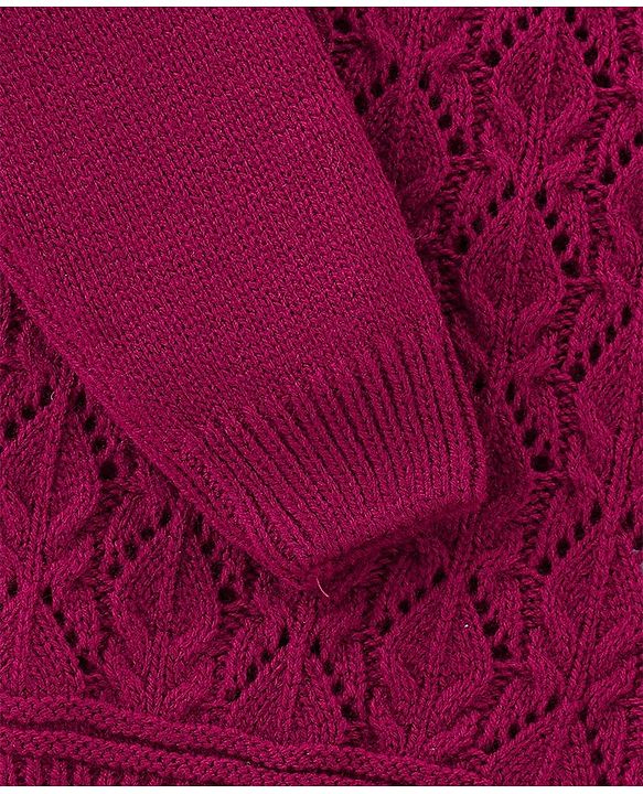 Babyhug Full Sleeves Sweater With Cable Knit Design - Purple