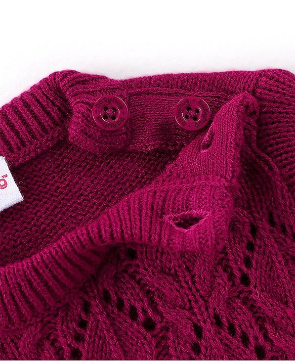 Babyhug Full Sleeves Sweater With Cable Knit Design - Purple