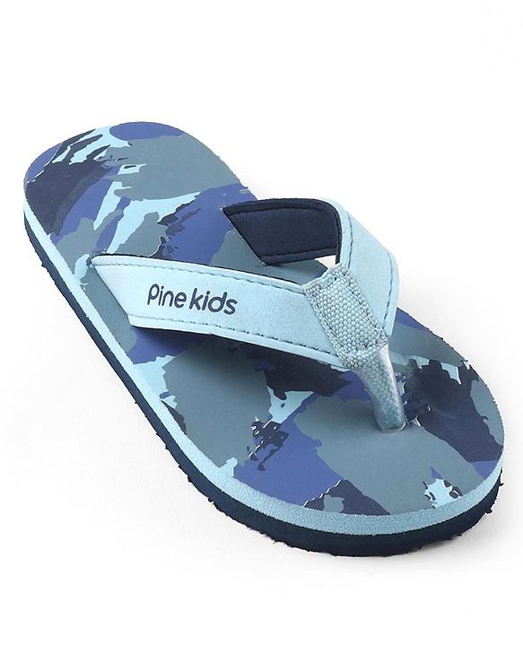 Pine Kids Abstract Print Flip Flops - Blue