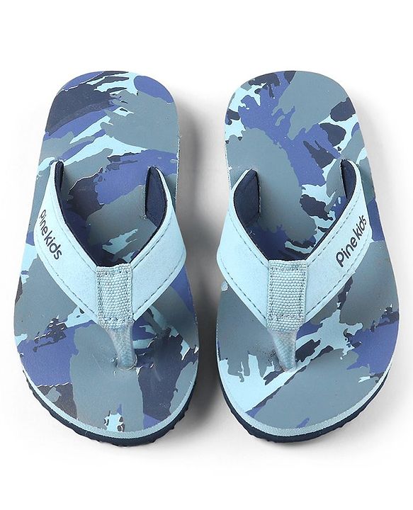 Pine Kids Abstract Print Flip Flops - Blue