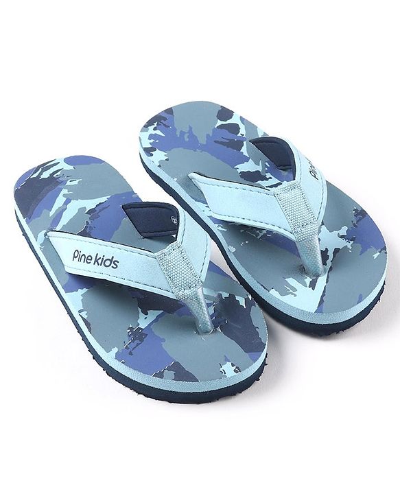 Pine Kids Abstract Print Flip Flops - Blue