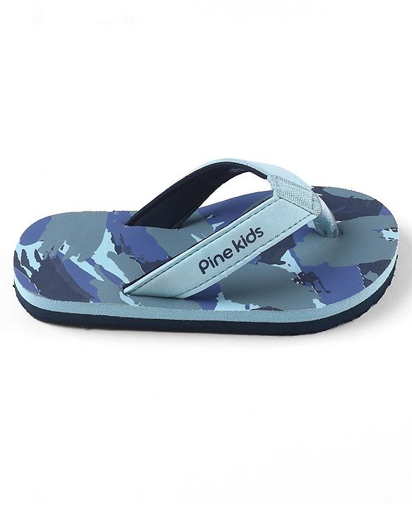 Pine Kids Abstract Print Flip Flops - Blue