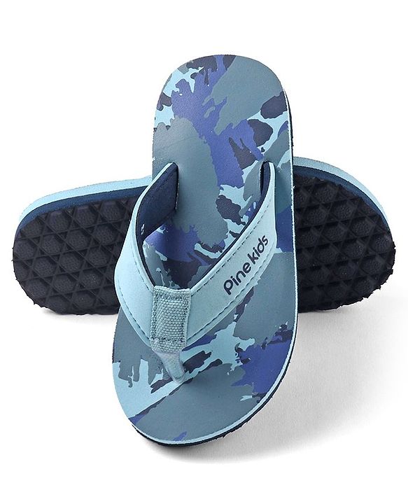 Pine Kids Abstract Print Flip Flops - Blue