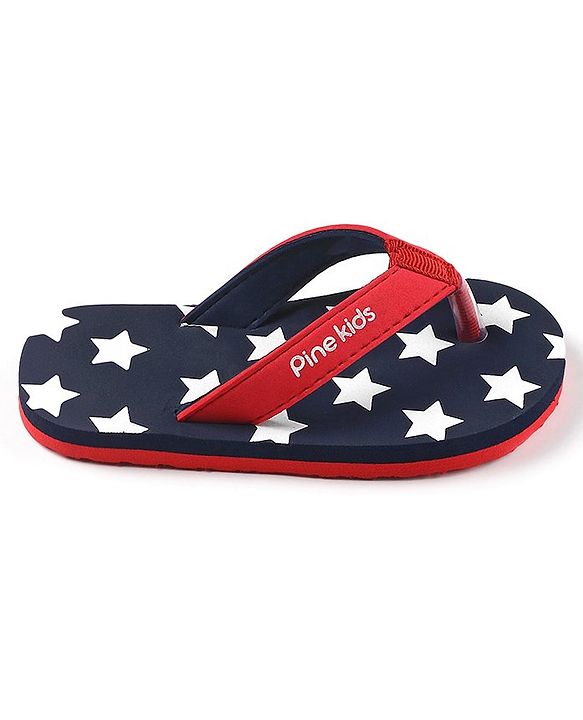 Pine Kids Slip On Flip Flops Stars Print - Blue