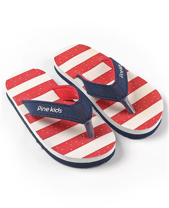 Pine Kids Flip Flops Striped - Red