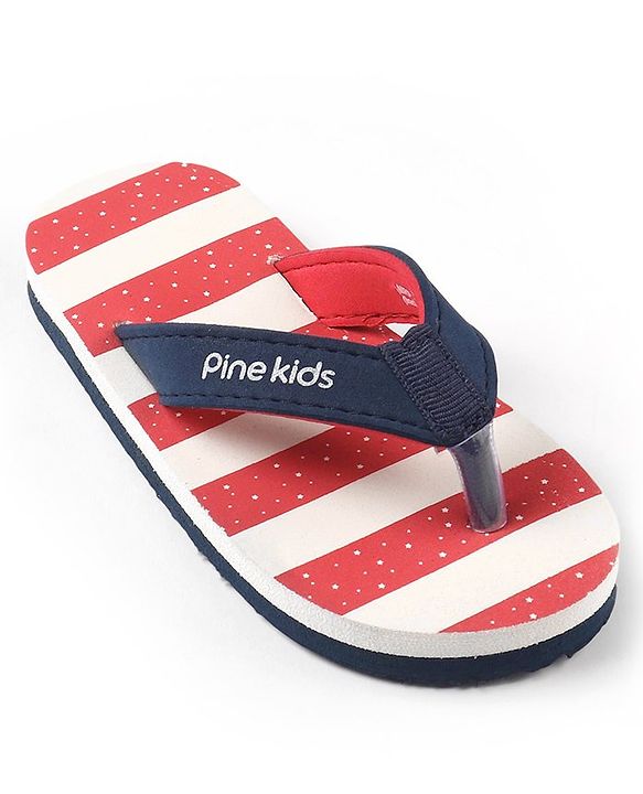 Pine Kids Flip Flops Striped - Red