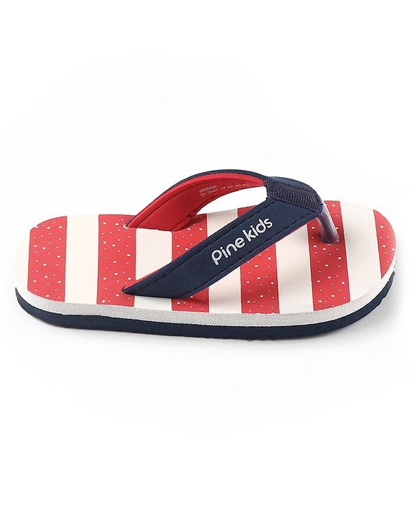 Pine Kids Flip Flops Striped - Red