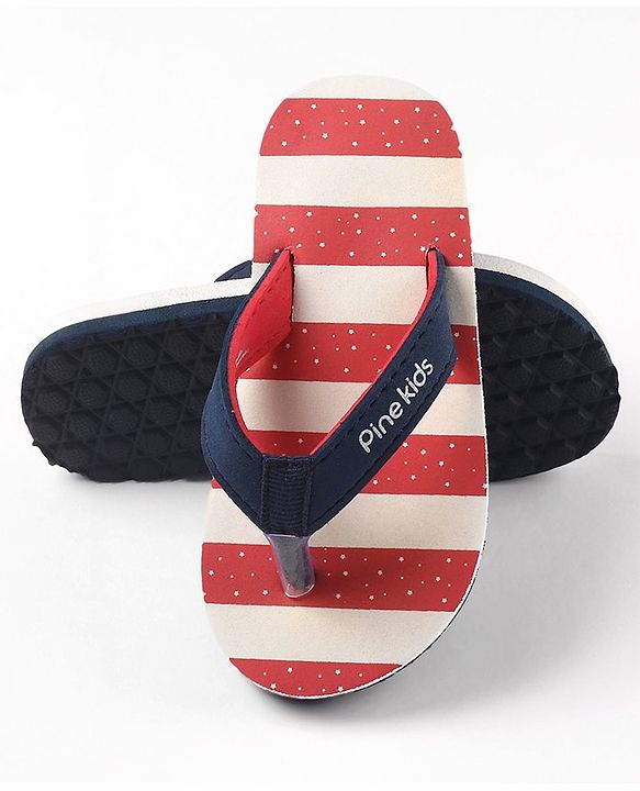 Pine Kids Flip Flops Striped - Red