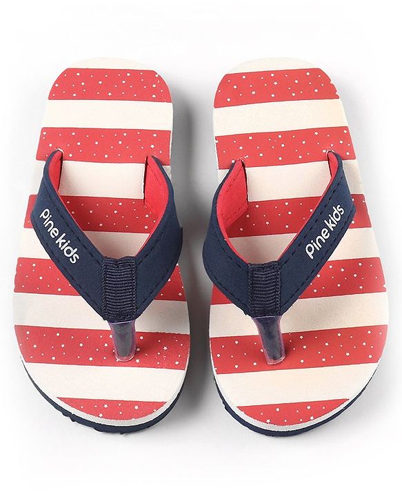 Pine Kids Flip Flops Striped - Red