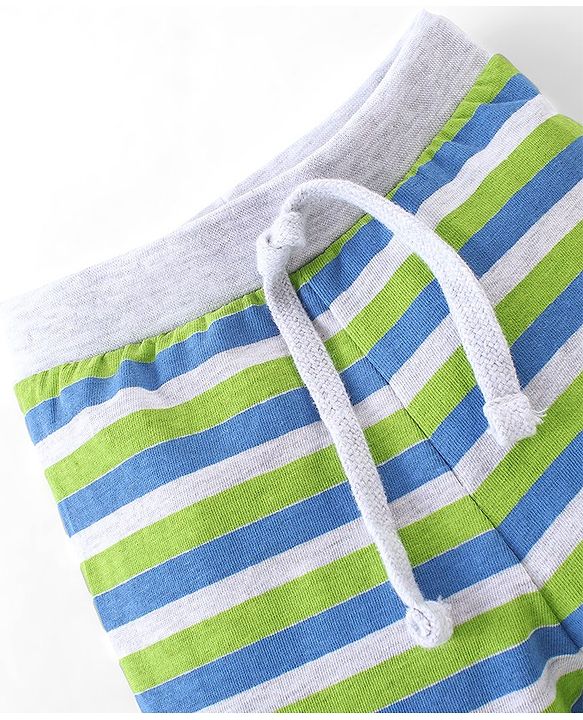 Babyhug Cotton Knit Full Length Lounge Pants With Stripes Pack of 3 - Multicolour