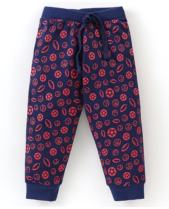 Babyhug Cotton Knit Full Length Lounge Pant Ball Prints Pack of 3- Multicolour
