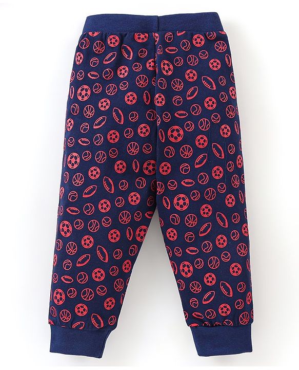 Babyhug Cotton Knit Full Length Lounge Pant Ball Prints Pack of 3- Multicolour