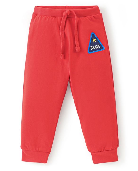 Babyhug Cotton Knit Lounge Pant Solid Color & Space Theme Pack Of 3 - Multicolor